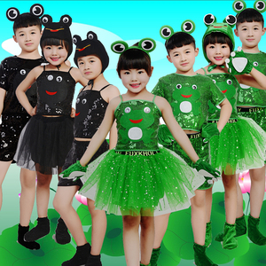 六一儿童青蛙演出服小蝌蚪找妈妈 小跳蛙小青蛙衣服动物表演服装