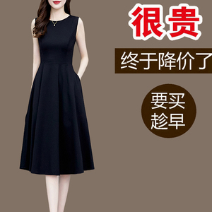 2024夏季女装新款气质小黑裙女士夏装裙子无袖修身优雅黑色连衣裙