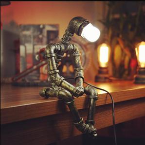 创意铁管loft爱迪生LED护眼工业复古礼物咖啡酒吧水管机器人台灯