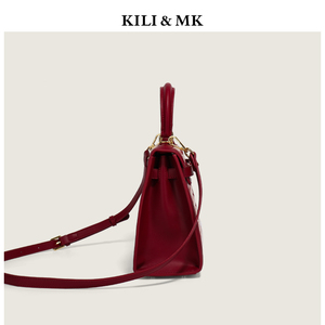 KILI＆MK小众轻奢高级感红色婚包包女新娘2022新款手提斜挎凯莉包