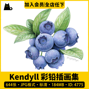 Kendyll水彩水果食物插画淡彩手绘彩铅甜点面包蛋糕食物图片素材