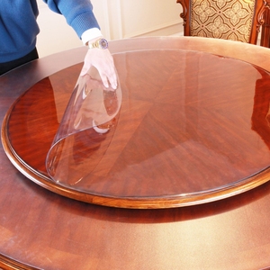 1米3圆形桌布透明防水塑料印花实木大圆桌胶垫桌面保护膜pvc磨砂