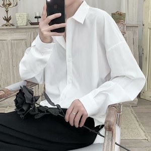 白色衬衫男士2021夏装新款长袖衬衣韩版潮流ins宽松休闲寸衫外套