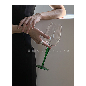 Qumin 悬崖绝壁堆琼瑶 叠嶂重峦隐青绿家用玻璃酒杯红酒杯高脚杯