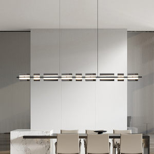 意式极简 高端全铜餐厅吊灯北欧创意现代简约吧台玻璃几何长条灯