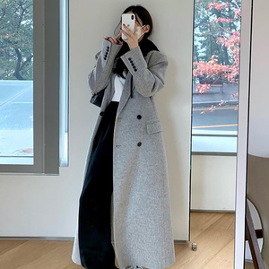 灰色高级感超好看大衣女冬季加厚2023新款韩剧女主穿搭秋冬款外套