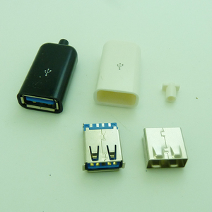 包邮USB3.0母头三件套A母接口带外壳3.0母座U盘插头DIY四件套黑白