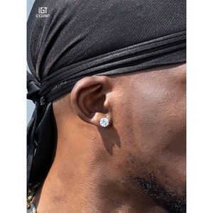 Moissanite Earrings S925 纯银D色莫桑石镶钻欧美嘻哈耳钉男