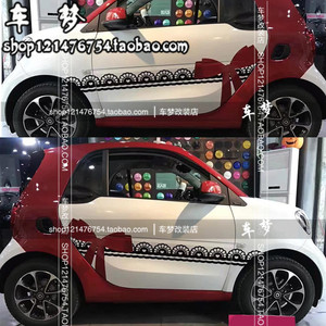 奔驰smart知豆D1D2S蝴蝶结个性可爱车贴芝麻E30E200装饰改装拉花