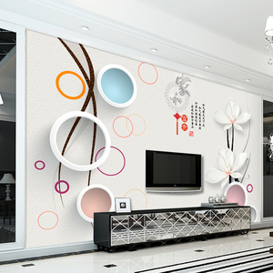 欧式电视背景墙壁纸5d立体16d壁画家和现代客厅无纺布影视墙纸