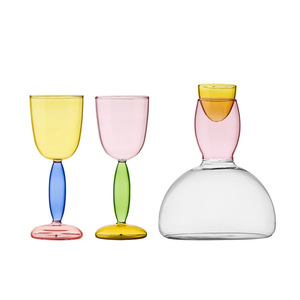 高硼硅耐热彩色玻璃杯纯手工创意葡萄酒高脚杯波尔多红酒杯醒酒器