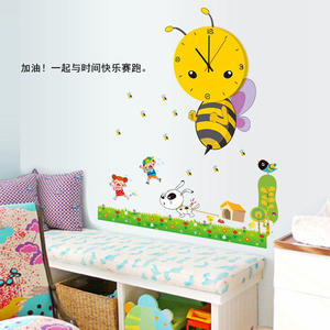 MFS-003小蜜蜂钟表贴儿童房教室实用装饰 可爱卡通时尚挂钟贴纸