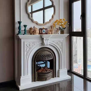 法式复古实木仿真火壁炉简约法式壁炉欧式客厅取暖鸟笼玄关装饰柜