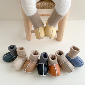 新生婴儿鞋袜0-3-6月男女宝宝棉鞋子学步加绒软底不掉保暖秋冬季8