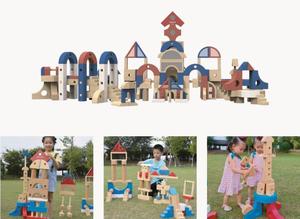 安吉游戏幼儿园户外螺母积木室外大型碳化组合拼插儿童斜坡滚珠玩