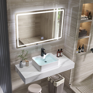 现代极简单层浴室柜岩板洗漱台台上盆卫生间洗手盆厕所整套洗脸池
