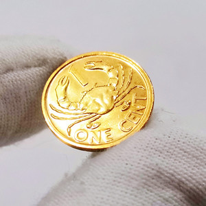 外国钱币全新塞舌尔硬币1分螃蟹大旗鱼动物版硬币收藏非洲真外币