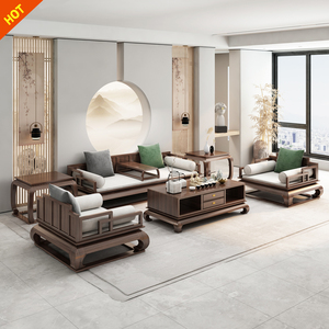 新中式实木沙发组合现代客厅简约乌金木罗汉床大小户型全实木家具