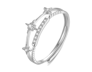 GIFU 925纯银八芒星双层镂空戒指女款可调节精致简约小众生日礼物