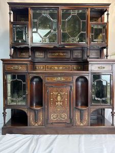 复兴西洋古董家具 英国红木牛骨镶嵌柜 展示柜 玻璃柜