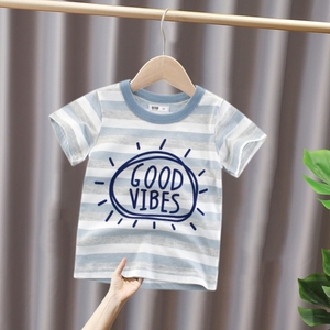 品牌外贸2024夏季新款网红童装儿童短袖男童T恤条纹纯棉宝宝衣服