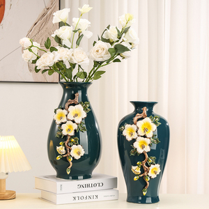 欧式中古珐琅彩陶瓷花瓶摆件客厅玄关轻奢精致高档创意艺术装饰品