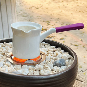 优质出口陶瓷小奶锅长柄壶热中药壶明火高温无涂层咖啡锅热奶壶