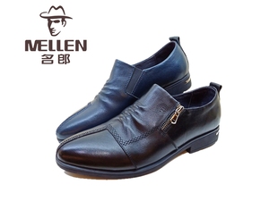 MELLEN 名郎春秋头层牛皮套脚时尚商务休闲男鞋MLA12992正品