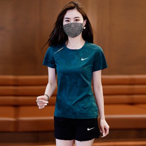 品牌NK冰丝短袖运动套装女2024新款短裤透气跑步健身速干衣两件套