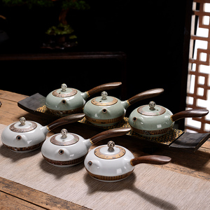 提梁壶单壶复古青花盖碗茶杯陶瓷功夫茶具泡茶器单个小茶壶侧把壶