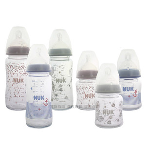 德国NUK宽口玻璃奶瓶120/240ml 硅胶乳胶防胀气婴儿奶瓶