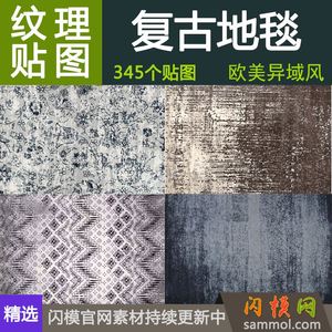 现代北欧美式复古做旧异域地毯垫材质贴图室内设计素材3d max效果