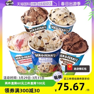 【自营】Ben&Jerry's本杰瑞巧克力布朗尼香草桶装雪糕冰激淋465mL