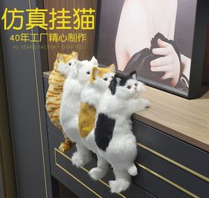 仿真猫咪摆件毛绒玩具手工艺品创意礼物电视猫挂猫室内开业摆件