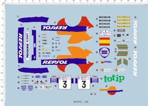 汽车模型 1:25 REPSOL LANCIA SUPER DELTA.专用水贴【62791C】