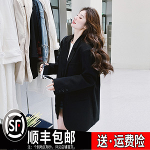 黑色时尚高级感炸街小西装外套女2024春天新款韩版小个子显瘦西服