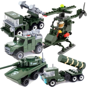 儿童玩具军事飞机坦克火炮直升机武装悍马越野装甲车益智拼插积木