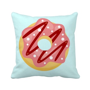 甜品红色甜甜圈设计方形抱枕靠枕沙发靠垫双面含芯礼物