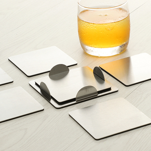 可印定制LOGO家用不锈钢304金属简约杯垫创意现代餐桌垫席布茶杯