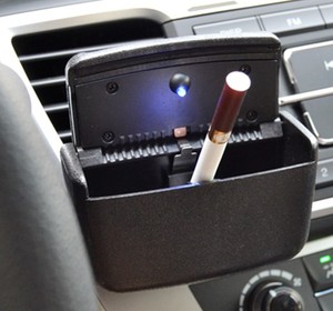 汽车车载烟灰缸创意个性出风口悬挂式车内带盖LED灯车用方形烟缸