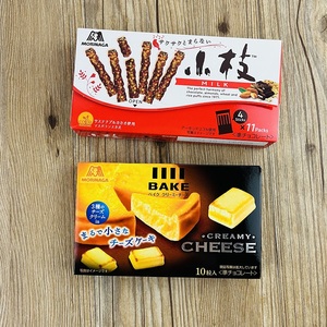 日本进口零食品 Morinaga森永小枝扁桃仁杏仁巧克力棒芝士小方
