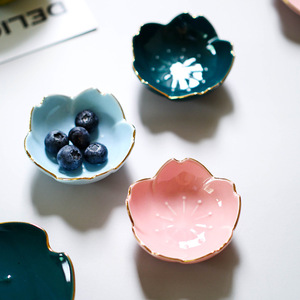 创意日式樱花陶瓷餐具陶瓷樱花瓣盘调味碟酱料碟日本料理风酱醋碟