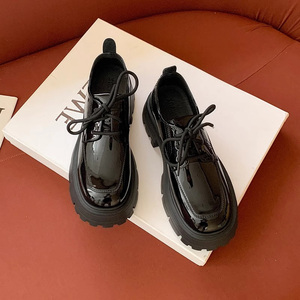 Uisraky英国小众设计~新款复古厚底系带乐福鞋女鞋英伦风学院皮鞋