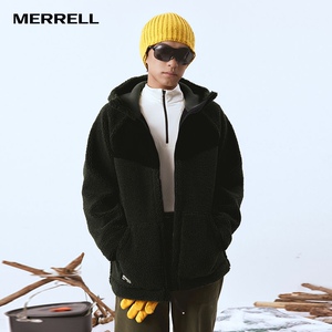 MERRELL迈乐男女泰迪绒棉服户外运动情侣连帽上衣两穿羊羔绒外套