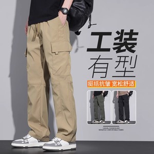 香港工装裤男潮牌宽松直筒2024夏季薄款多口袋青少年裤子男休闲裤