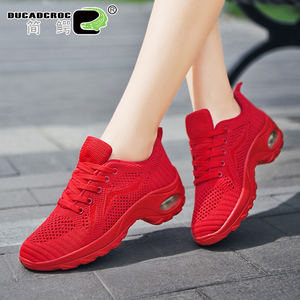 本命年红色运动鞋女鞋夏季女款大码网面透气跑步软底防滑波鞋鞋子