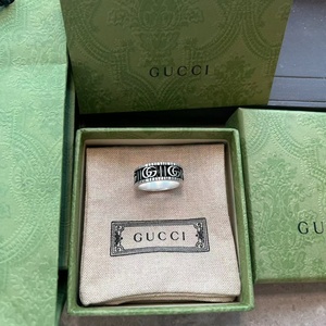 正品代购Gucci古驰戒指古奇925银双G复古做旧男女对戒520情侣礼物
