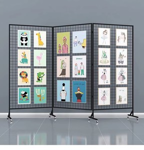 折叠网格幼儿园作品铁艺空间画展学校书法展览户外移动展示网架