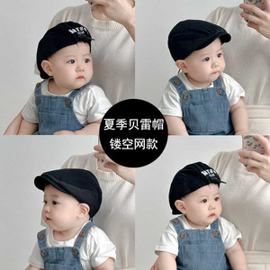 宝宝帽子夏季薄款婴儿贝雷帽男童帅气遮阳帽儿童前进帽夏款鸭舌帽