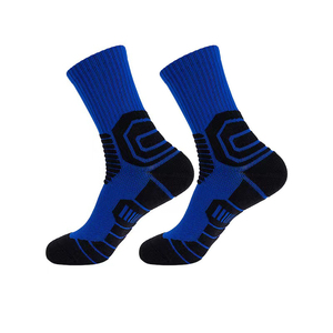 宝蓝色篮球运动袜子中筒毛巾底加厚减震球袜男款比赛训练纯色袜子